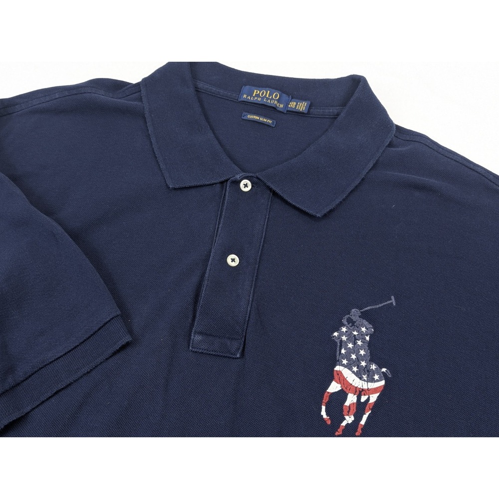 Polo Ralph Lauren Shirt Mens 4XB 4XL Big Pony USA Navy Blue Polo American Flag